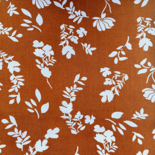 Floral Viscose Chalis - Design 6 TERRACOTTA